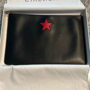 Givenchy Smooth Calfskin Star Small Zip Pouch Black Red